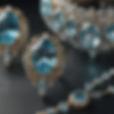 Aquamarine jewelry pieces displayed elegantly