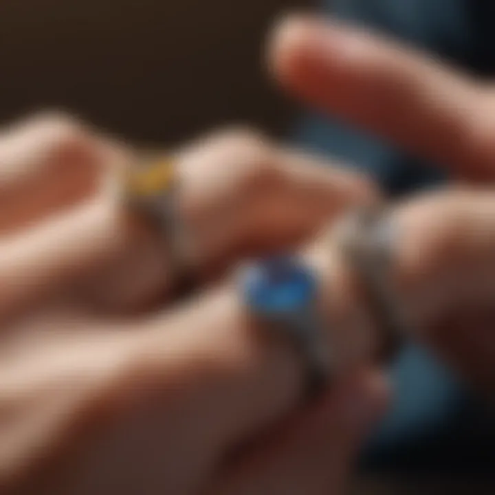 Close-up of various types of ring cleaners