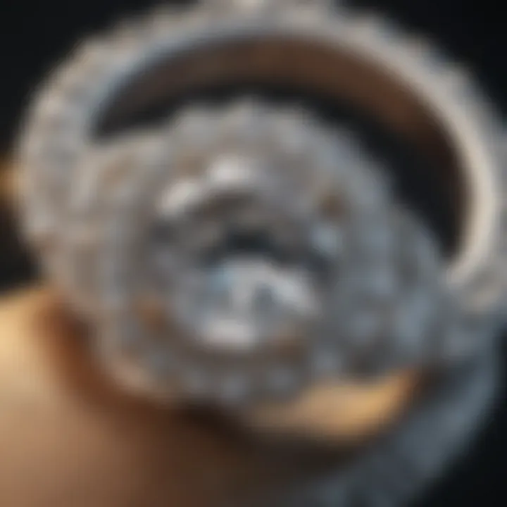 Close-up of a sparkling cubic zirconia ring with intricate details