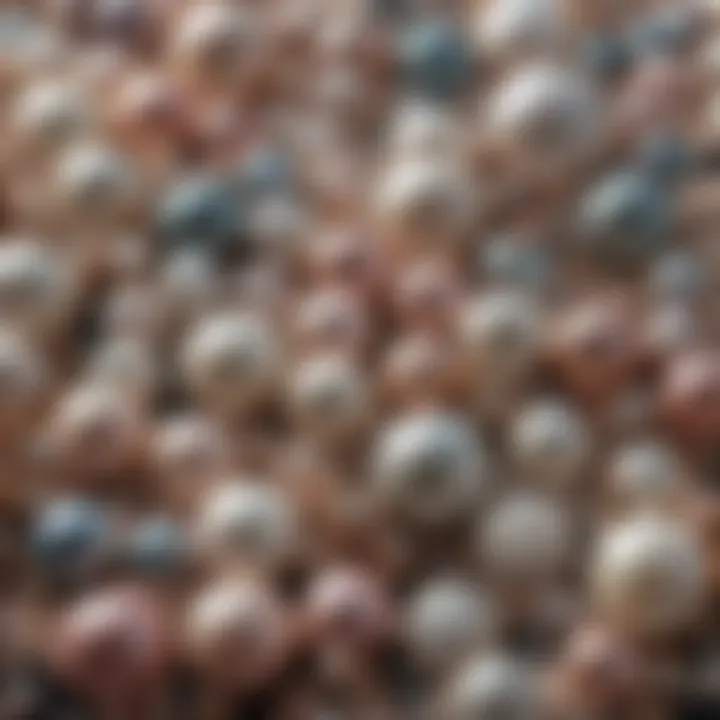 Close-up of various types of pearls