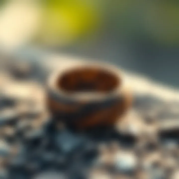Wooden wedding ring with unique natural patterns