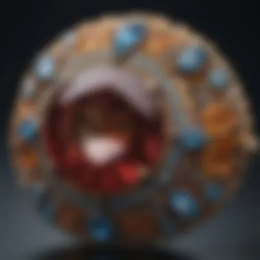 Artistry in Gemstone Jewelry An intricate close-up of a jewelry piece featuring rare gemstones, highlighting craftsmanship and artistry.