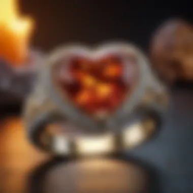 Care tips for gemstones featured in the Heart on Fire Ring depicted in an elegant manner