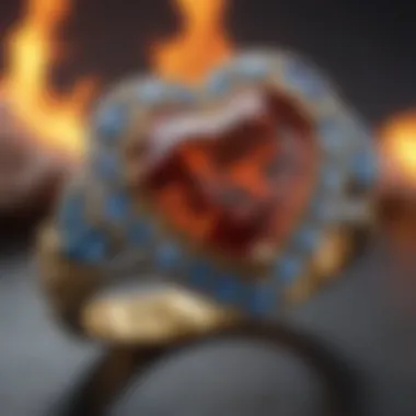 Close-up of gemstones used in the Heart on Fire Ring highlighting their brilliance