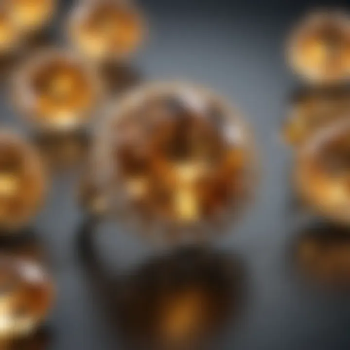 Close-up view of golden topaz gemstone highlighting its brilliance