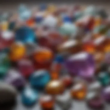 A close-up view of various semi-precious stones with detailed descriptions of their properties