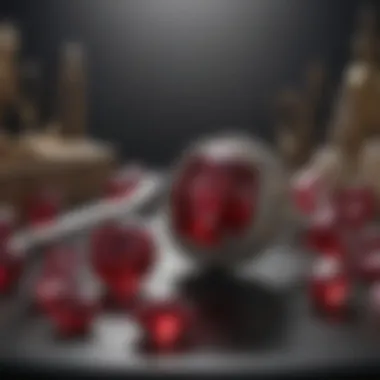 Caring for Ruby: Tips and Investment Insights A visually appealing arrangement of rubies alongside care tools and investment analysis materials.