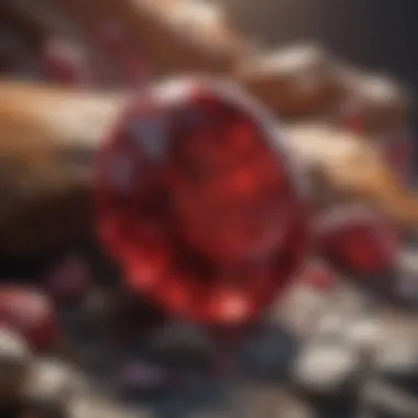 Geological Origins of Ruby A geological representation illustrating the formation of rubies within the Earth's crust.