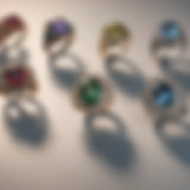 An elegant display of pre-owned rings demonstrating a variety of styles and settings.