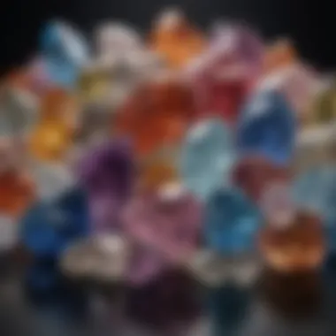 Diversity of Rare Crystals An artistic arrangement of several rare crystals highlighting their diversity in shape and color.