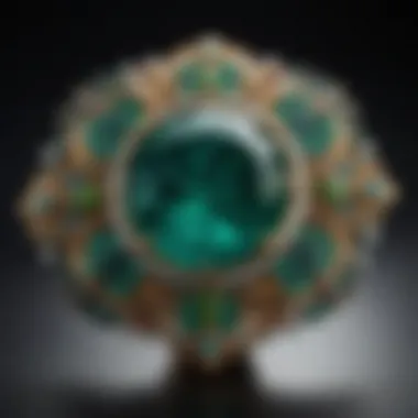 A beautifully crafted piece of jewelry featuring emeralds, capturing the fusion of art and nature