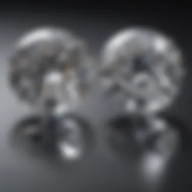 Comparison of real diamond and moissanite side by side to highlight differences in appearance.