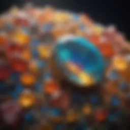 A stunning display of rare opals showcasing their vibrant colors.
