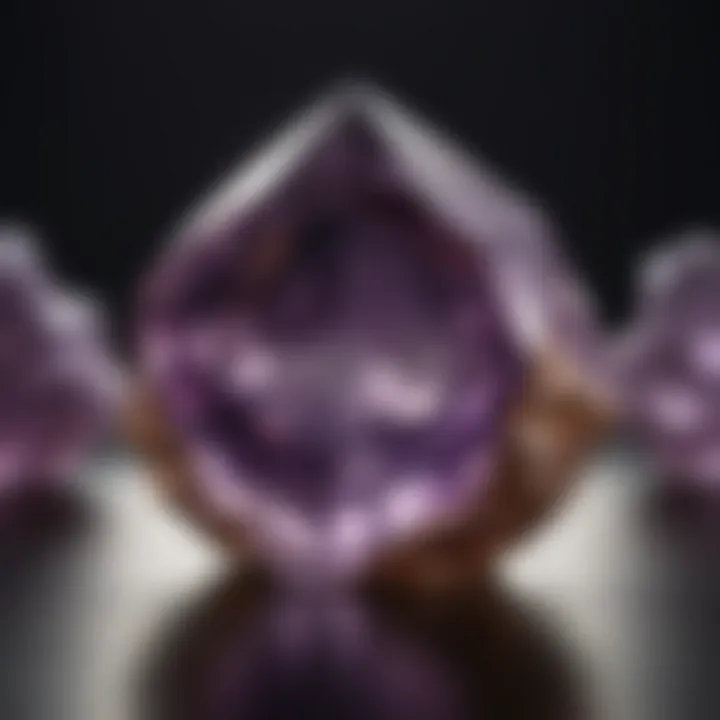 A beautifully cut amethyst crystal reflecting light in a serene environment.