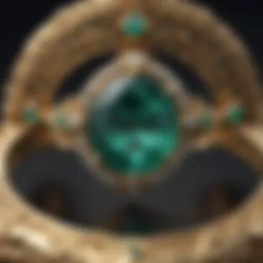 Intricate Gold Emerald Ring A stunning emerald engagement ring showcasing intricate gold detailing.