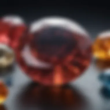 In-Depth Analysis of Gemstones A high-definition close-up of a gemstone under analysis in a professional lab setting.