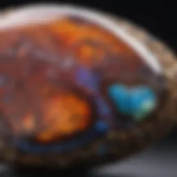 Close-up of a Yowah Nut Opal showcasing its unique colors and patterns