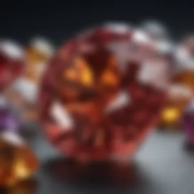 A close-up view of a gemstone showcasing its cut and clarity.