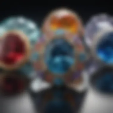 An elegant display showcasing various gemstones suited for engagement rings.