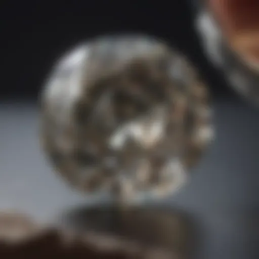 A close-up view of a diamond under a loupe demonstrating clarity analysis.