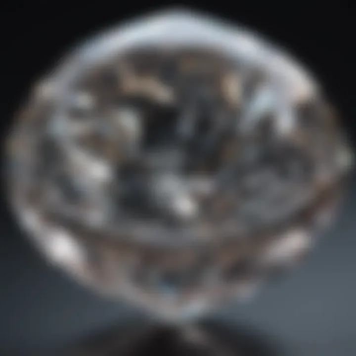 Close-up view of a diamond's facets reflecting light