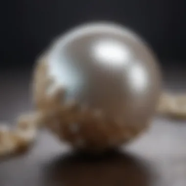 A close-up of a genuine pearl showcasing its luster and surface texture.