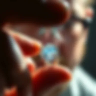 Examining the Quality of Cubic Zirconia A jeweler examining the quality of a cubic zirconia stone under bright light