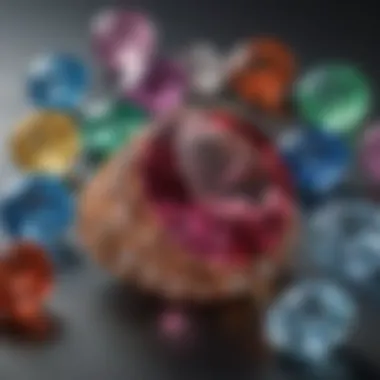 An array of gemstones, including the June birthstone, displayed on a soft velvet background.