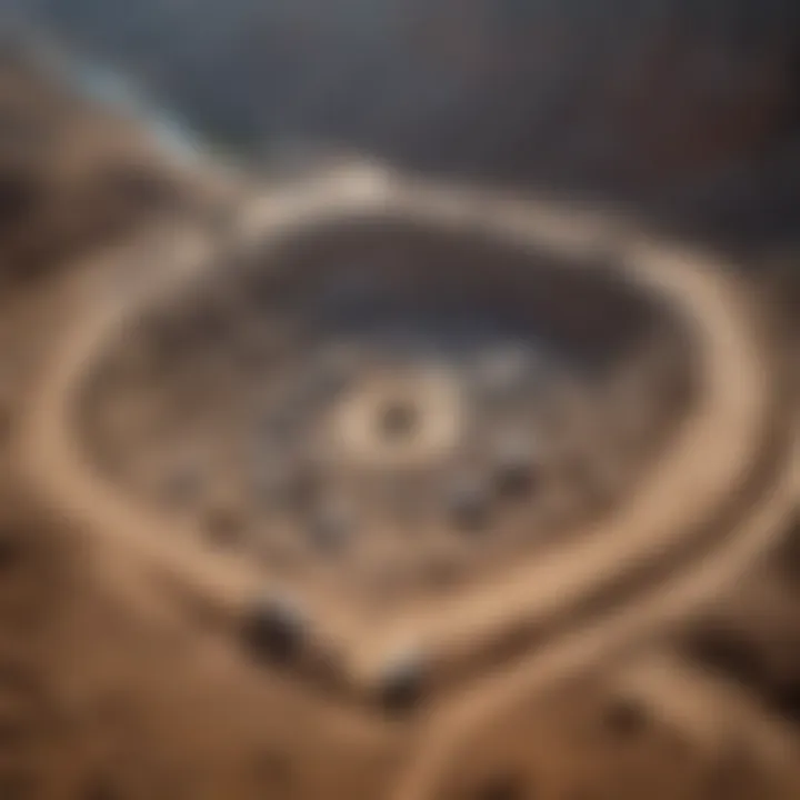 An aerial view of a diamond mining site highlighting its scale and impact