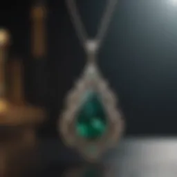 Stunning lab created emerald pendant showcased elegantly