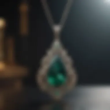 Stunning lab created emerald pendant showcased elegantly