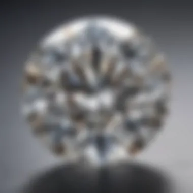 Close-up view of a lab-created moissanite stone showcasing its clarity and brilliance.