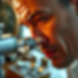 Close-up view of a jeweler using a magnifying lens on a gemstone