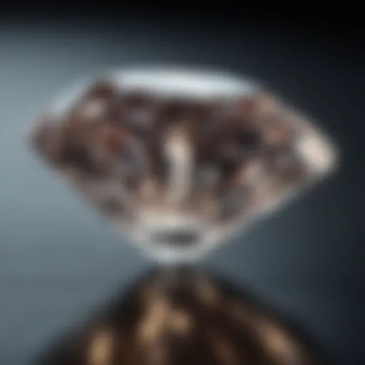 Close-up of a diamond sparkling under light