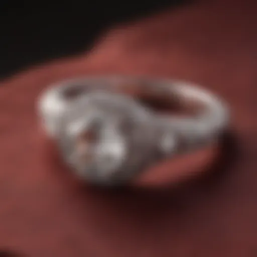 A beautifully arranged engagement ring on a velvet background