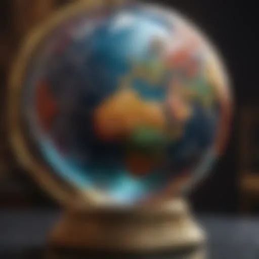 An exquisite precious stone world globe showcasing vibrant colors and intricate details