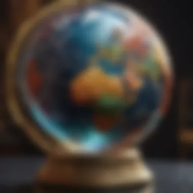 Vibrant Precious Stone World Globe An exquisite precious stone world globe showcasing vibrant colors and intricate details