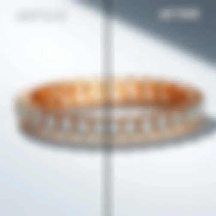 Before and after comparison of a resized tennis bracelet