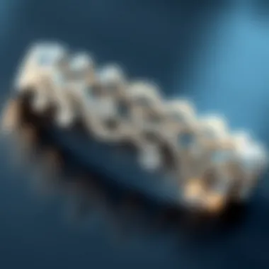 Close-up of a tennis bracelet showcasing its intricate design and gemstones