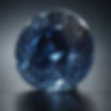 A close-up of a sapphire gemstone reflecting light and brilliance