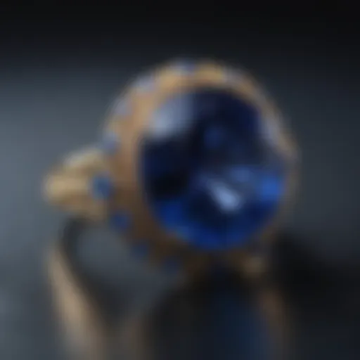 A vibrant sapphire showcasing its deep blue hue against a textured background