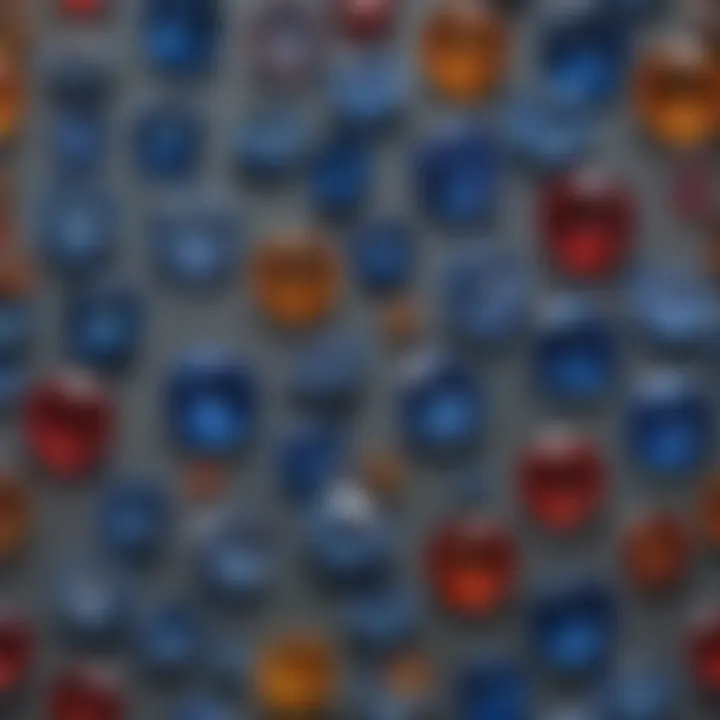 A variety of sapphires highlighting different colors and sizes