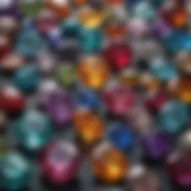 A collection of various gemstones arranged aesthetically, showcasing their unique colors and properties.