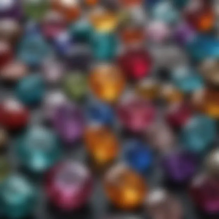 A collection of various gemstones arranged aesthetically, showcasing their unique colors and properties.