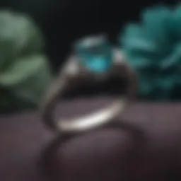 Stunning teal gemstone engagement ring showcased on a velvet surface