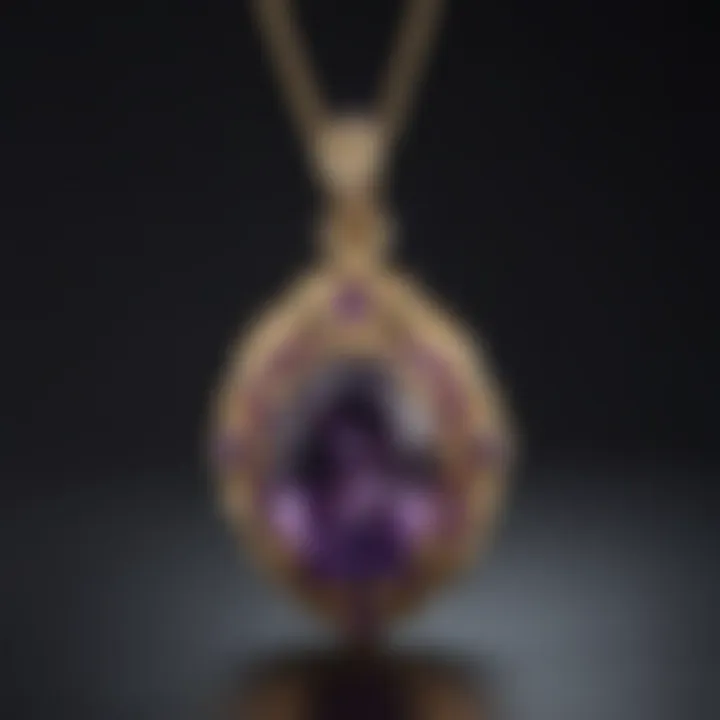 An elegant piece of amethyst jewelry, illustrating the stone's beauty and craftsmanship in a pendant design.