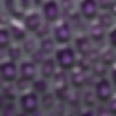 Diversity of Amethyst Varieties An artistic arrangement of various amethyst varieties, illustrating their diversity and uniqueness