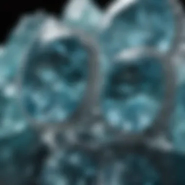 Close-Up of Aquamarine Gemstones Close-up view of aquamarine gemstones showcasing their unique hues