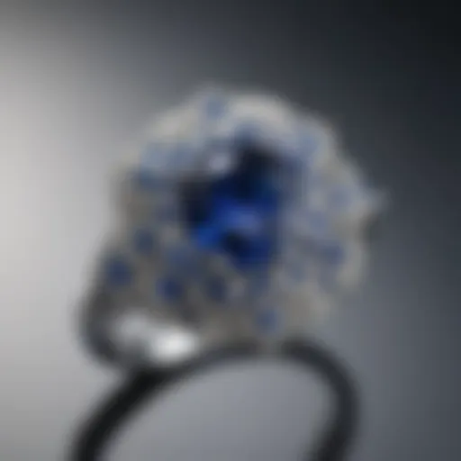 Elegant diamond ring featuring a blue sapphire centerpiece