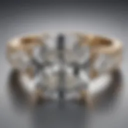 Close-up view of an elongated cushion diamond ring highlighting its sparkling facets